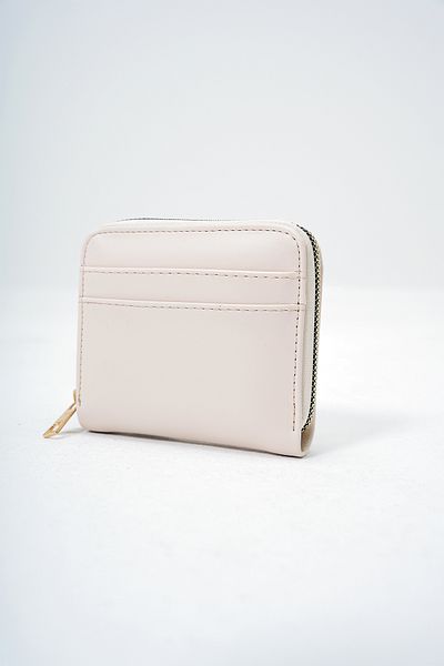 Trend Alaçatı Stili Women's Ecru Faux Leather Zippered Stylish Soft Leather Wallet with Card Compartment Alc-X14083