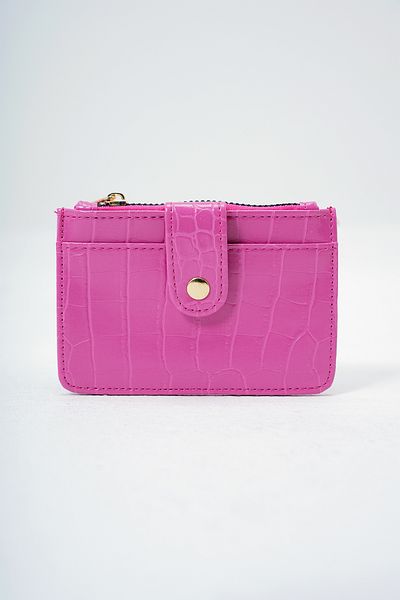 Trend Alaçatı Stili Women's Pink Faux Leather Coin Compartment Croco Pattern Medium Size Card Holder Alc-X14077