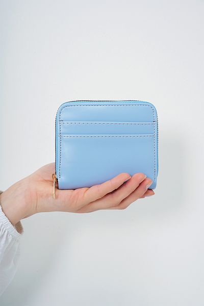 Trend Alaçatı Stili Women's Blue Faux Leather Zippered Stylish Soft Leather Wallet with Card Compartment Alc-X14083