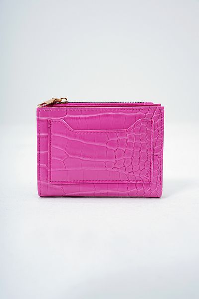 Trend Alaçatı Stili Women's Fuchsia Faux Leather Croco Pattern Wallet Card Holder with Paper and Coin Compartments Alc-X14082