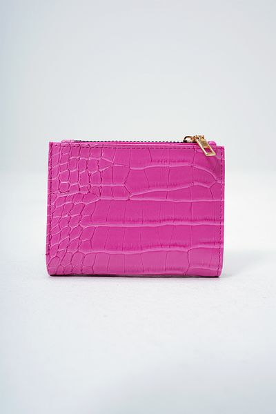 Trend Alaçatı Stili Women's Fuchsia Faux Leather Croco Pattern Wallet Card Holder with Paper and Coin Compartments Alc-X14082