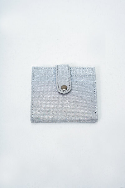 Trend Alaçatı Stili Portofel argintiu pentru femei, cu compartiment pentru bani, cu închidere automată, elegant, argintiu, suport pentru carduri ALC-X14084