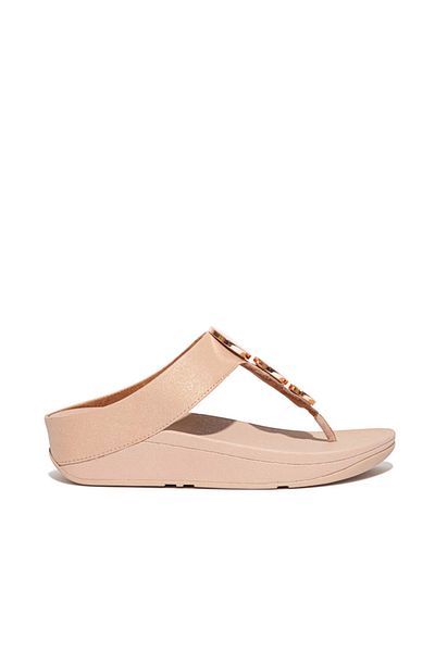 Fitflop Beige Halo Shimmer Toe-Post Sandalias