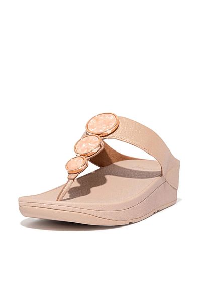 Fitflop Beige Halo Shimmer Toe-Post Sandalias