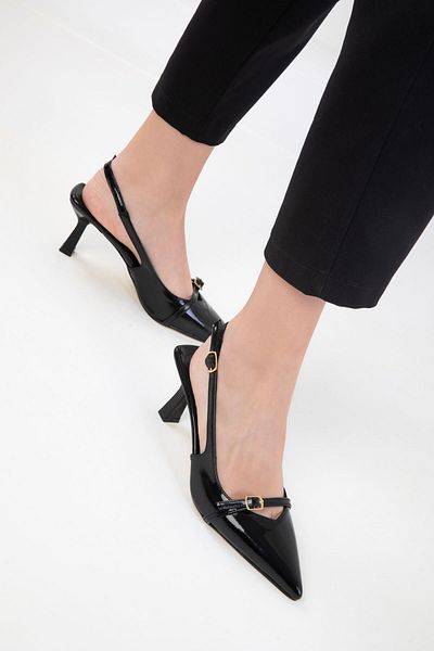 SOHO Black Patent Leather Women's Classic Heeled Shoes 20598
