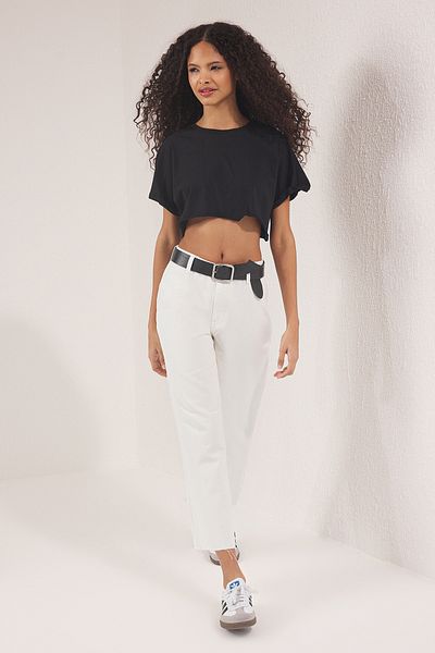 Trendyol Collection Ecru Culotte-Jeans mit hoher Taille TWOSS25JE00214