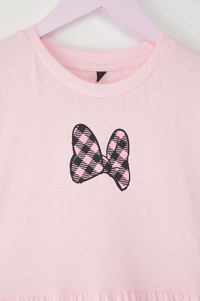 TRENDYOLKIDS Růžové dívčí šaty ze 100% bavlny, model s mini pleteným rukávem