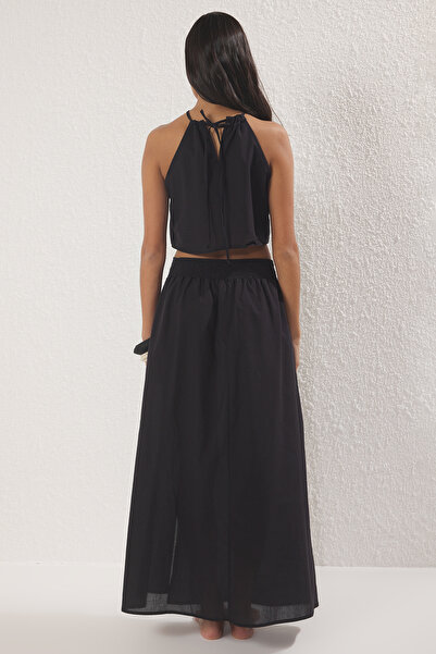Trendyol Collection Black Woven Beach Blouse Skirt Suit Tbess25Au00091