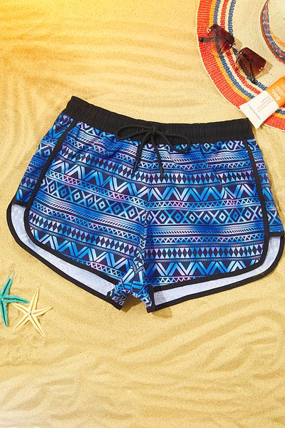 Trendyol Collection Ethnic Pattern - Woven Piping Detail Swim Shorts Tbess25Sr00010