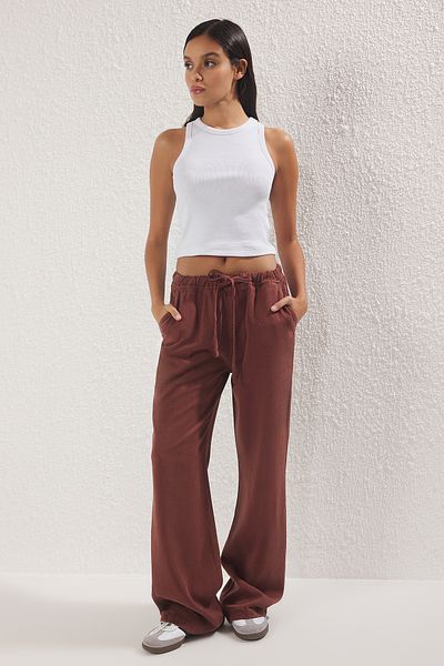 Trendyol Collection Brown More 100% Tencel ™   Beli, Elastic High Waist Jeans