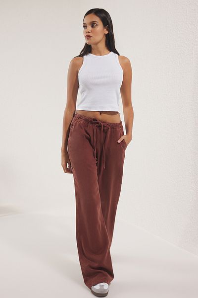 Trendyol Collection Brown More 100% Tencel ™   Beli, Elastic High Waist Jeans