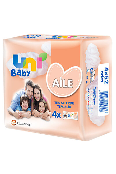 Uni Baby Family Wet Wipes 4X52 Pieces
