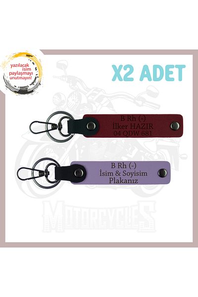 miawiki Motorcuya Custom, Name Plate and B Rh (-) Blood Group Written Custom Production X2 Keychain, Purple Violet-Burgundy