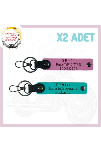 miawiki Name Plate and 0 Rh (+) Blood Group Written, Biker Keychain Suit, Dark Turquoise-Pink, Drivers