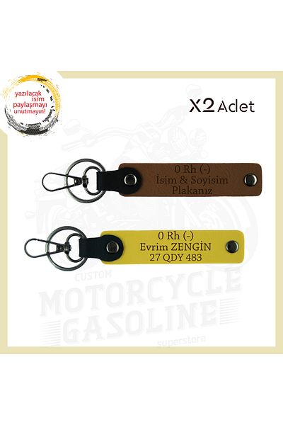 miawiki Name Plate for Motorcyclist 0(-) Blood Group Written Special Design 2 Keychain, , Light Brown-Yellow