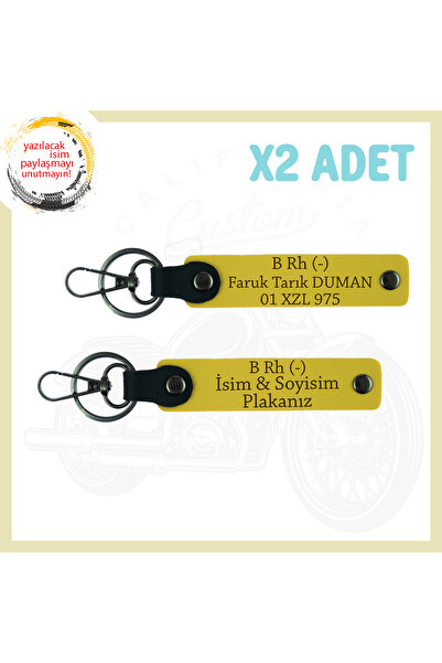Miaju Yellow, Special Meaning 2-Piece Keychain with Name Plate and B Rh (-) B...