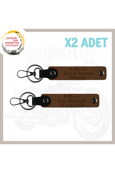 miawiki Custom Made Set of 2 Keychains with Name Plate and B+ Blood Type Written, Gift, Light Brown, Speed Lovers