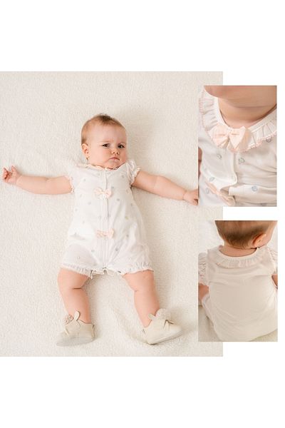Momercy Moonstar Polka Dot Ribbon Baby Girl Jumpsuit Barbatöz