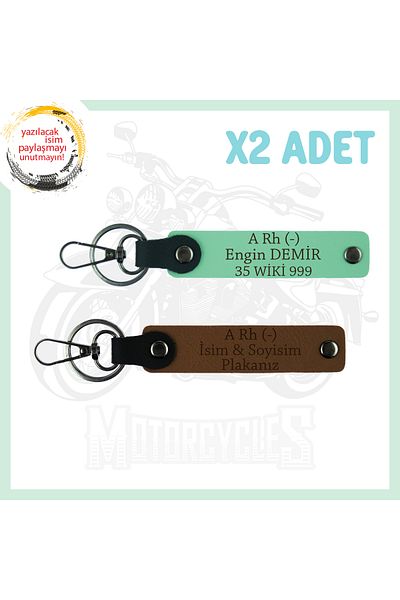 miawiki Name Plate and a Rh - Blood Group Written, Biker 2 Keychain, A. Coffee-Green, Motorcycle Lovers
