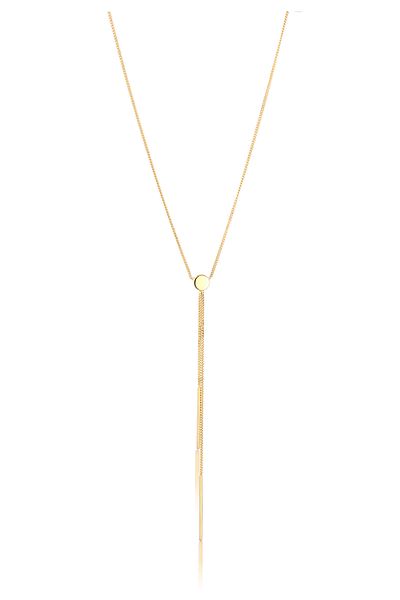 ELLI Halskette Y-Kette ohne Stein Damen Panzerkette 375 Gelbgold Party/Silvester Gold 45