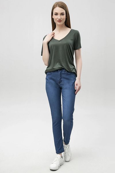 bacc Women's Blue Skinny Leg Stretch Fabric Denim Trousers Bcbsk-25650-5002