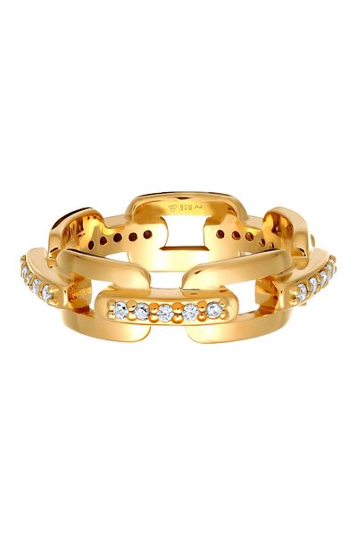 KUZZOI Ring Kuzzoi Gliederring Herren Zirkonia Diamantschliff weiß 925 Sterling Silber Silber Party/Silber