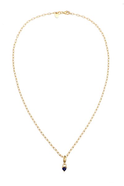 ELLI Necklace Premium Necklace With Stone Women Heart Pendant Carabiner Clasp Sapphire Dark Blue 925