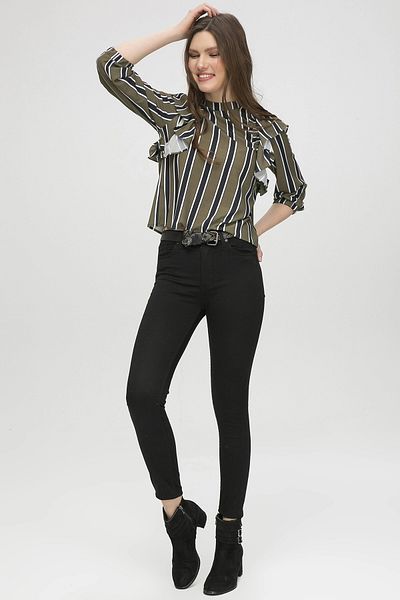 bacc Women's Black High Waist Skinny Leg Stretchy Skınny Trousers Bcbsk-25639-528-2006-01
