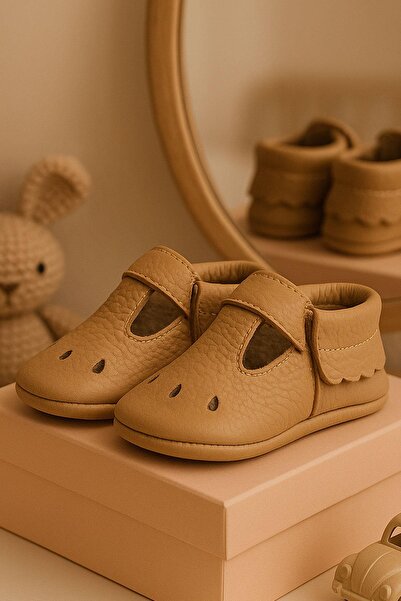 hapshoe Bubbles Hakiki Deri Kahverengi Lastikli Bebek Patik