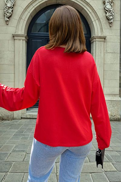 bacc Women's Red Soft Textured Oversize Blouse Bcbsk-25700-3470