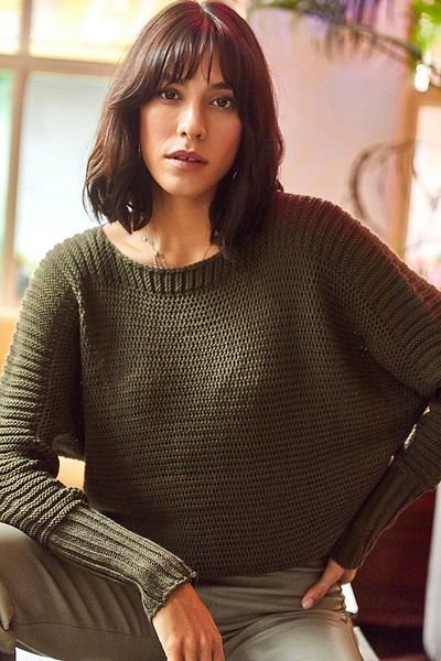 bacc Women's Khaki Wide Collar Knitwear Sweater Bcbsk-25700-K7558