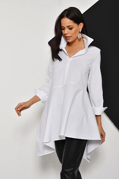bacc Women's White Half Placket Oversize Woven Shirt Bcbsk-25700-K4912