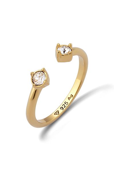 ELLI Ring Ring With Stones Women Open Glass Crystals Xirius Cut White 925 Sterling Silver Gold-plated