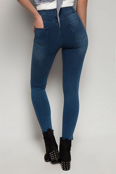 bacc Women's Blue Washed High Waist Denim Trousers Bcbsk-25753-588-02040