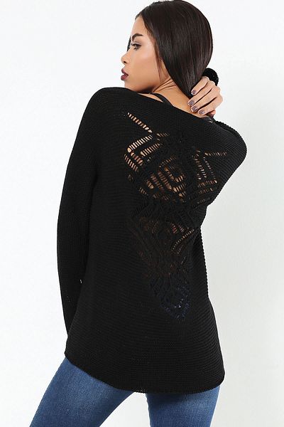 bacc Pulover de tricotaj cu textura moale pentru femei, negru, confortabil, Bcbsk-25700-34kesyr71010