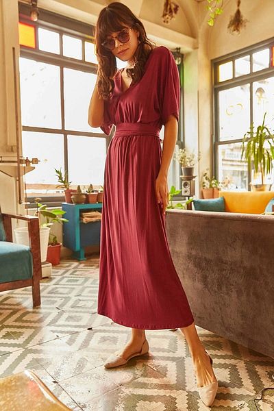 bacc Rochie casual pentru femei, prune, cu textura moale, Bcbsk-25700-k4052
