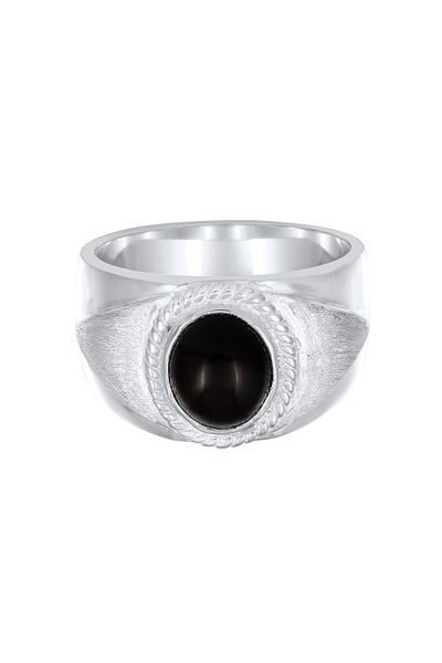 KUZZOI Ring Siegelring Herren Oval Onyx Cabochon Schwarz 925 Sterling Silber Festival 925 Sterling Silber