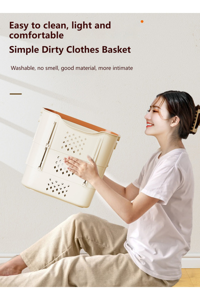 sharpdo Bathroom Clothes Storage Basket Dirty Clothes Basket with 1 Underwear Blue 38*29.5*38.5CM