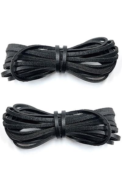 hapshoe Genuine Leather Black 5 mm 1 Pair 100 cm Shoelaces