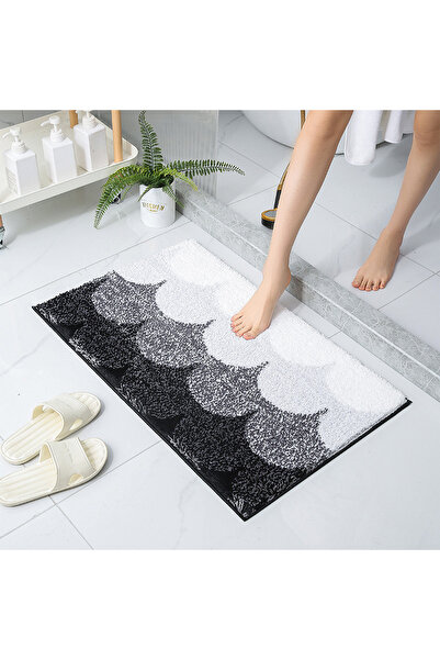 sharpdo Light Luxury Wave Flocked Non-Slip Floor Mat, Suitable for Bathrooms, Entrances 50*80cm
