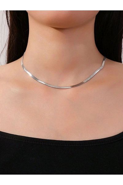 Eylülün Takısı Women's Steel Silver Color Italian Chain Necklace