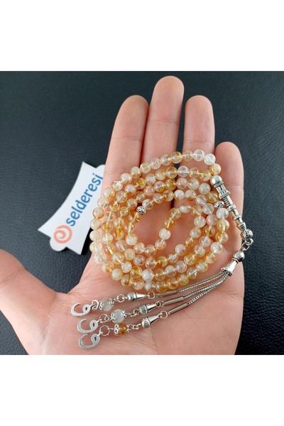 Selderesi Sitrin Taşı 6mm Doğaltaş 99luk Namaz Tesbihi 6mm Dua Zikir Tesbihi 99 Lu