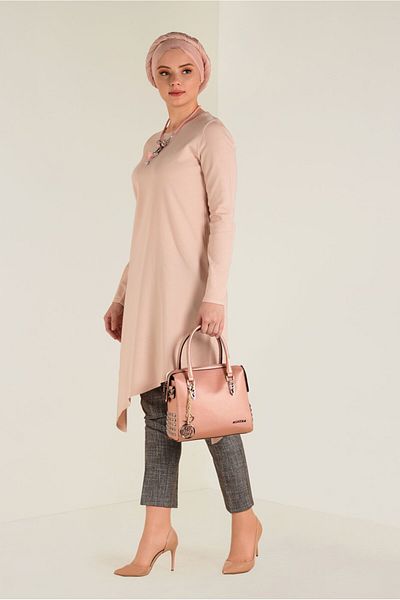Alvina 4526 Model Asymmetrical Cut Knitwear Tunic