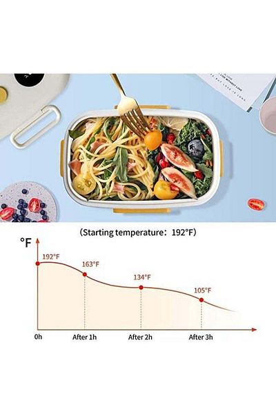 COOYA Intelligent Temperature Display Thermal Insulation Lunch Box 1000ml Yellow/White/Black