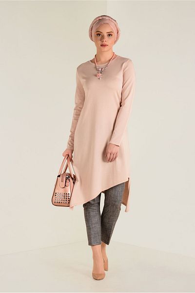 Alvina 4526 Model Asymmetrical Cut Knitwear Tunic