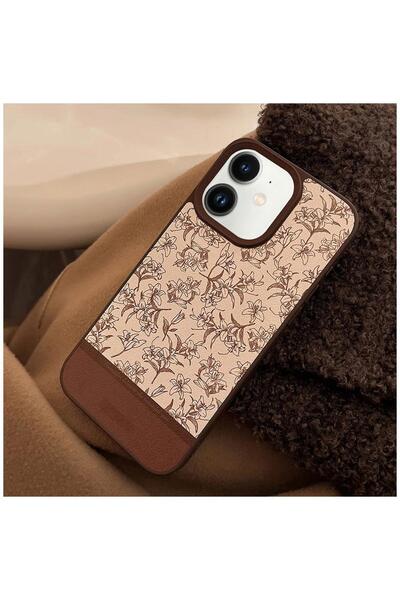 Zebana Apple iPhone 11 Uyumlu Kılıf Zebana Lily Flowers Silikon Kılıf Kahverengi