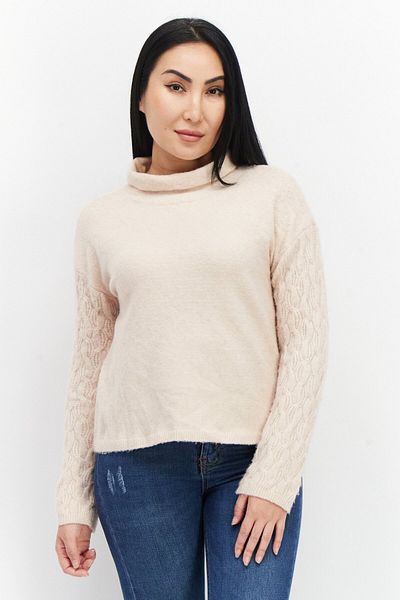 Calvin Klein Women High Neck Textured Sweater, Peach