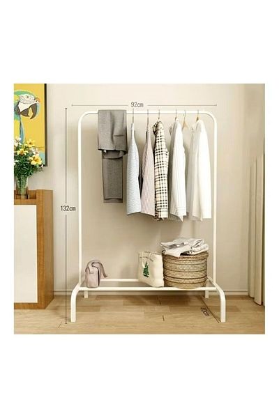 COOYA Floor Standing Cloth Rack, Anti-rust Coating, Easy Installation, White