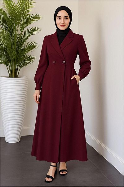 TRENDTESETTÜR Women's Burgundy Jacket Look Dress t 4126