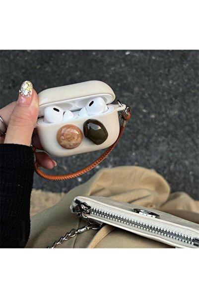 UnDePlus Apple Airpods Pro 1. / 2. Nesil Uyumlu Kılıf Kalp Leopar Taş Kiraz Desenli Fiyok Tutmalı Kılıflar